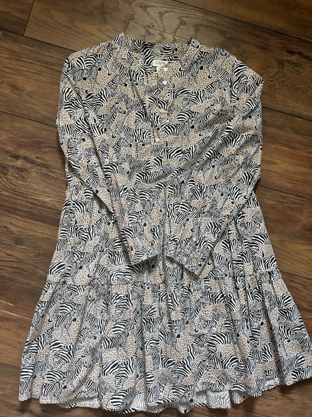 J. Crew Black and Tan Mixed Animal Print Blouse - Picture 2 of 3